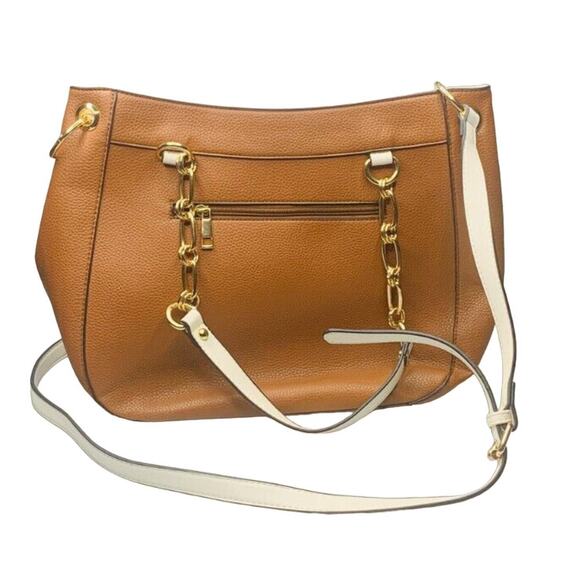 Mia K Collection Brown and Light Beige Tote Bag with Detachable Shoulder Strap - Picture 2 of 11